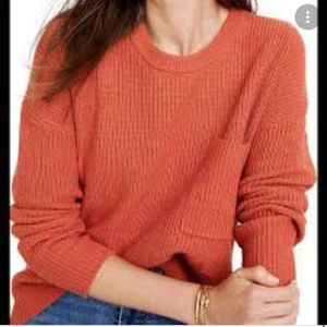 Madewell Thompson Pocket Pullover Orange Sweater (New- never worn)